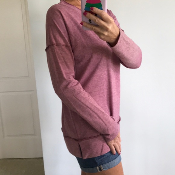 Mauve V Neck Tunic Top - Picture 4 of 8